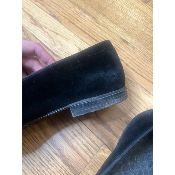 Incredible 1980s Brooks Brothers black velvet fox mask slippers loafers size 9 main image 16